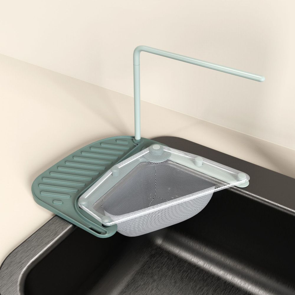 dropship 2pcs Kitchen Sink Drain Rack With Filter Multi-Functional Triangular Sink Rack Disposable Kitchen Waste Filter