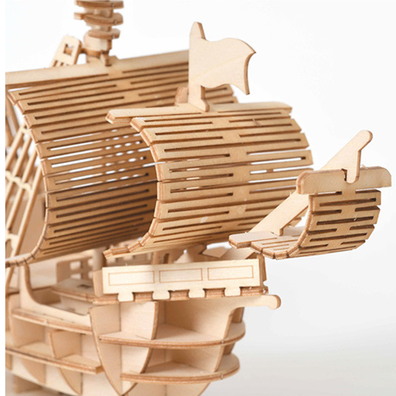 dropship 1pc 3D Wooden Puzzles For Adults; Sailboat Educational Puzzle Assembly Model; DIY Educational Desk Toy 7.87"x7.09"x2.99"