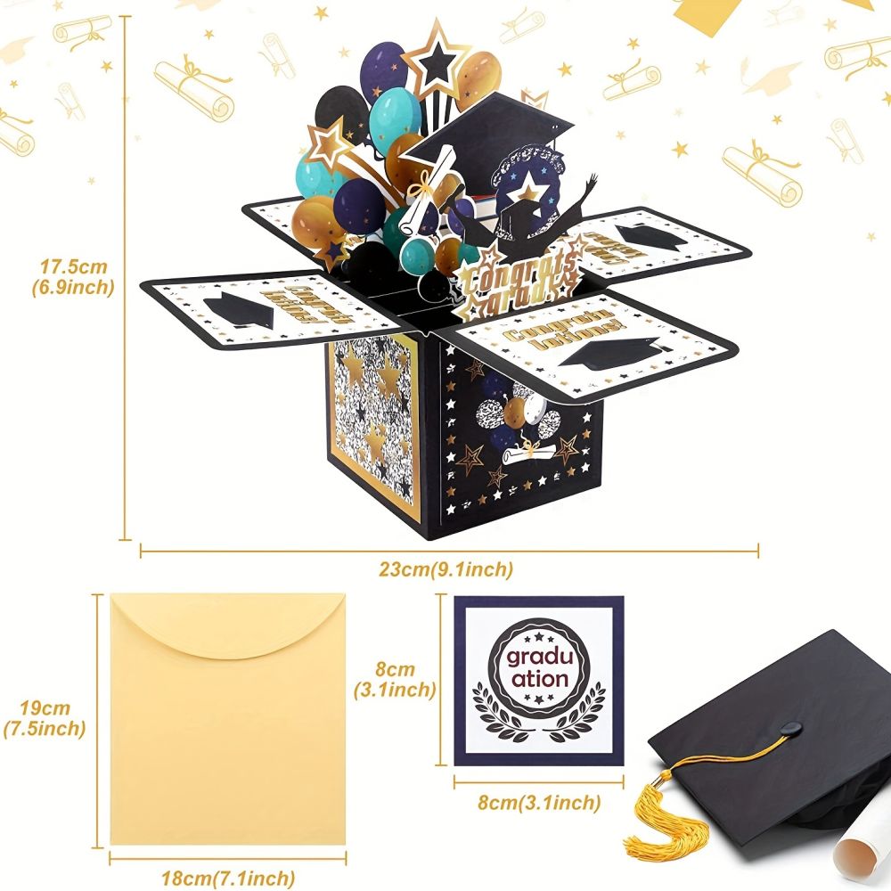 dropship 1pcs; 3D Graduation Pop Up Card; Class Of 2023 Congrats Grad Card; Congratulation Greeting Card With Envelope; Graduation Party Supplies; Party Supplies; Holiday Favors