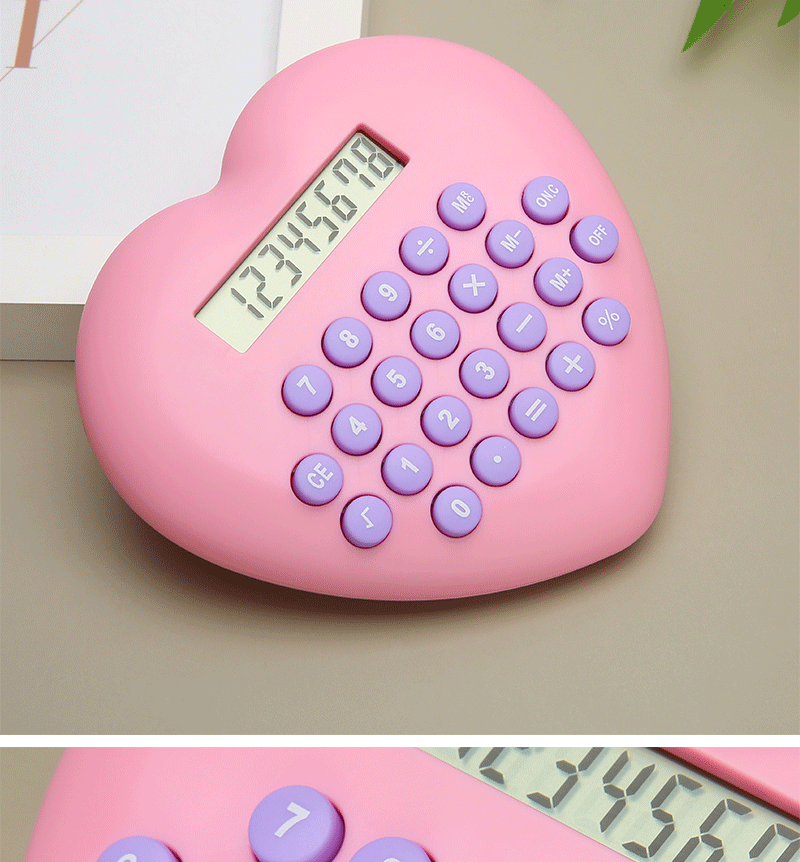 dropship Multi-function 8-bit Calculator Creative Love Computer Font Clear Plastic Keys Student Supplies Wholesale Cute Calculator