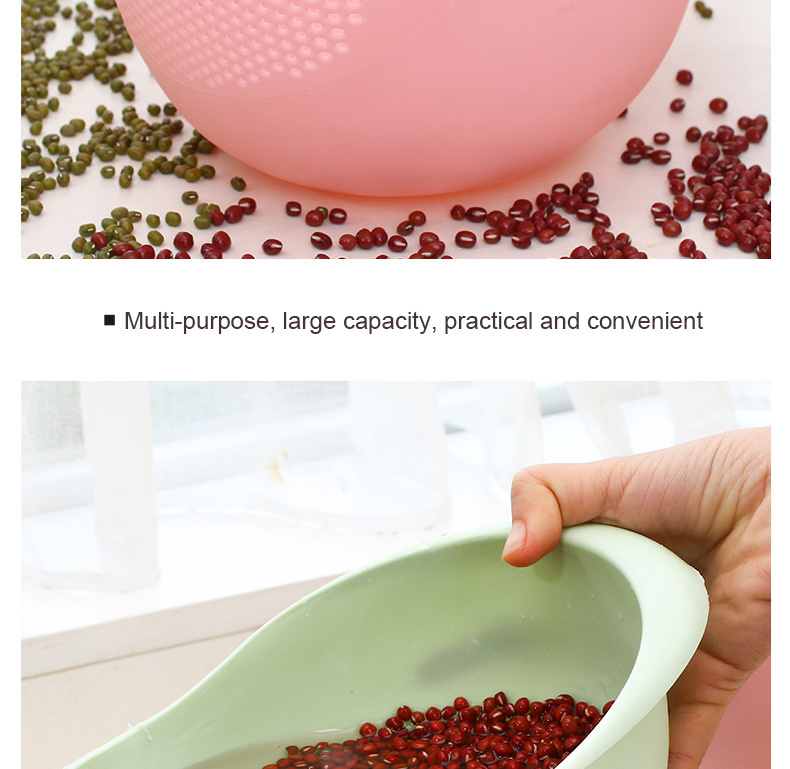 dropship Green Thickened Kitchen Rice Washing Machine Rice Washing Sieve Rice Washing Basin Plastic Draining Vegetable Washing Basket