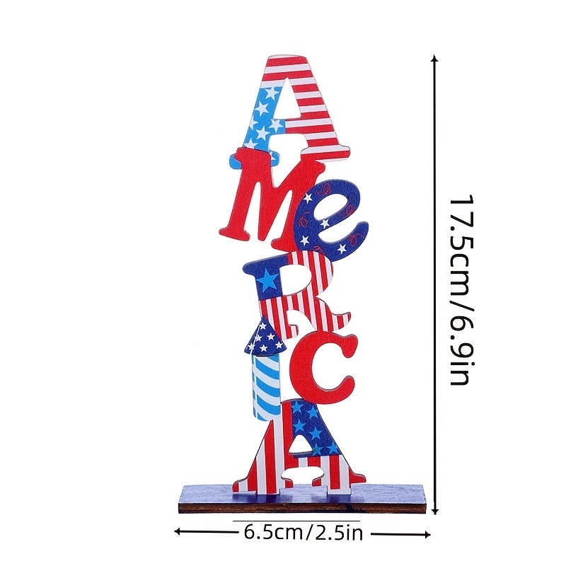 dropship 1pc Wooden Decorations; Independence Day Decorations Independence Day American Pattern Ornament Independence Day Arrangements