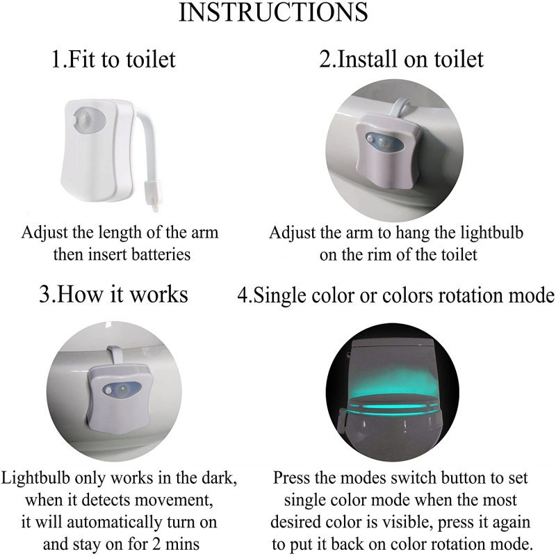 dropship 1pc 16 Colors Toilet Light, Human Motion Sensor Night Light, Bathroom Accessories