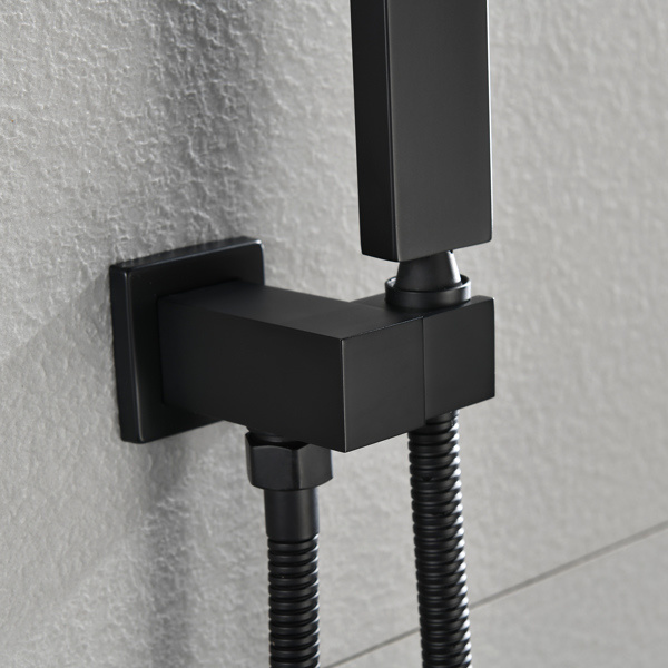 dropship Matte Black Shower Set System Bathroom Luxury Rain Mixer Shower Combo