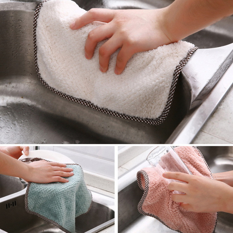 dropship Kitchen daily dish towel; dish cloth; kitchen rag; non-stick oil; thickened table cleaning cloth; absorbent scouring pad