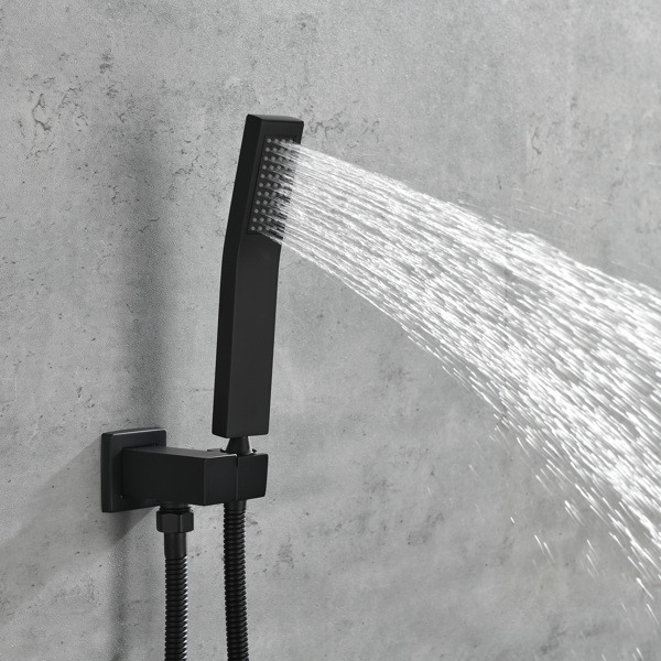 dropship Matte Black Shower Set System Bathroom Luxury Rain Mixer Shower Combo Set Ceiling Mounted Rainfall Shower Head Faucet