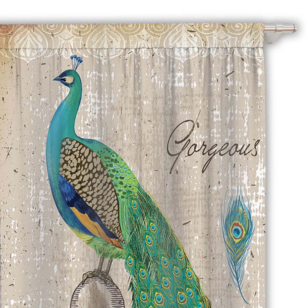 dropship 1 Pair Of Vintage Peacock Window Curtains