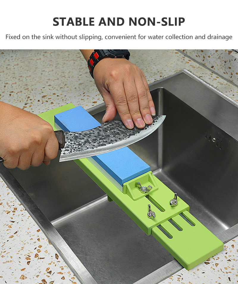 dropship 1pc Adjustable Over Sink Sharpening Stone Base Holder Retractable Non-slip Whetstone Grinding For Knife Sink Bridge Fits Kitchen