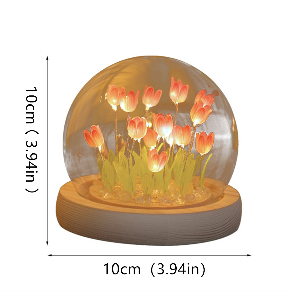 dropship 1pc Tulips Gifts For Women Flower Gifts For Her Gifts For Women Birthday Xmas Gift For Mom; Artificial Decor In Glass Dome With Led Light Night Light; Women Gifts For Her; Mom