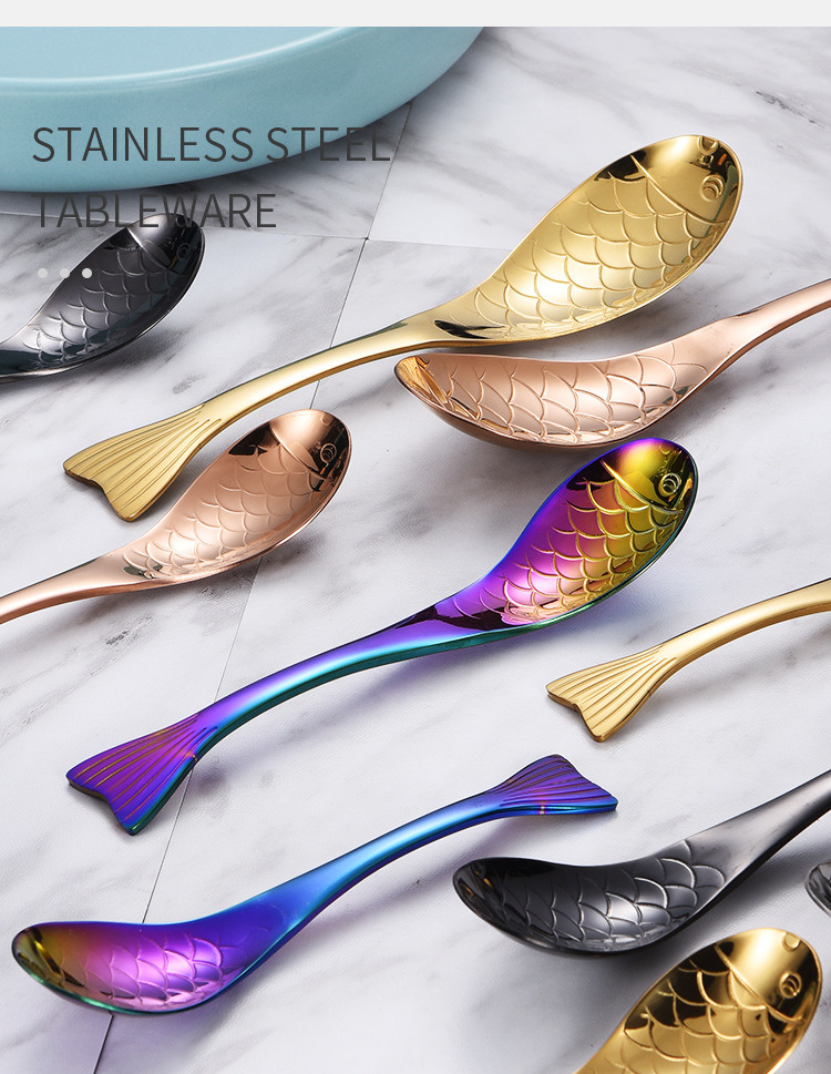 dropship 1pc Fish Shape Spoon; Creative Stainless Steel Household Soup Spoon; Teaspoon; Drink Mixing Spoon; Soup Spoon For Home Kitchen Restaurant