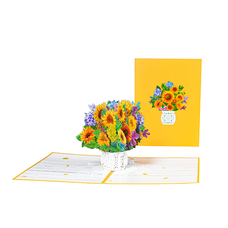 dropship 1pc 3D Pop Up Bouquet Flowers Card Greeting Card Handmade Gift For Mother's Day; Father's Day; Anniversary; Birthday; Valentine's Day; Includes Envelope And Note Tag