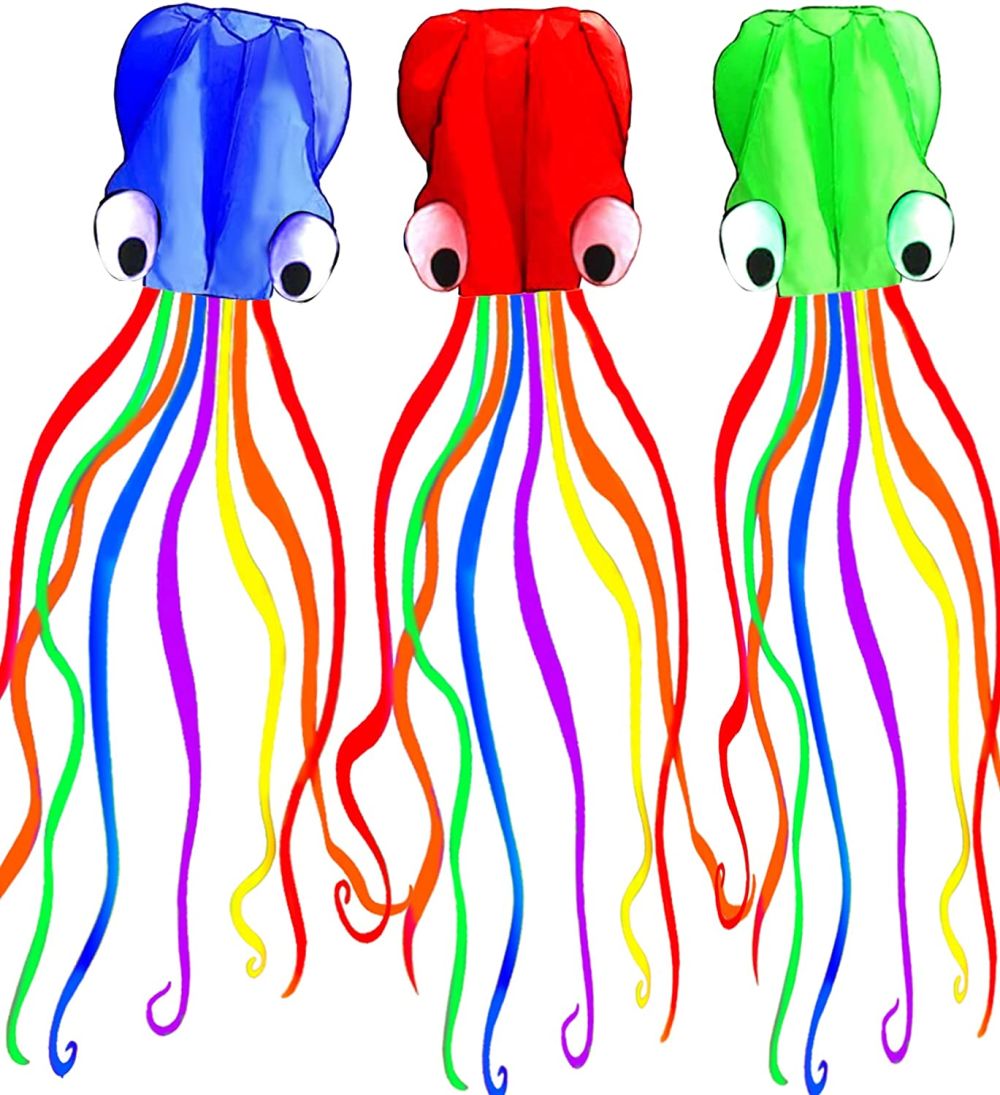 dropship 1pc Large Soft Octopus Easy Flyer Kite With 328ft Rope, 31*157 Inches Kite For For Kids Children Adult Beach Park