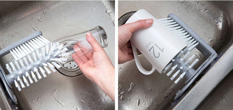 dropship 1pc Cup Scrubber Glass Cleaner Bottles Brush Sink Kitchen Accessories 2 In 1 Drink Mug Wine Suction Cup Cleaning Brush Gadgets