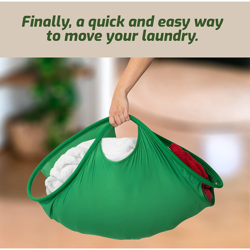 dropship 1pc 21in/26in Laundry Hamper Basket Foldable Hamper Oval Tub Green Cloth Storage Baskets Home Dryer Helper Clothes Carrier Organizer