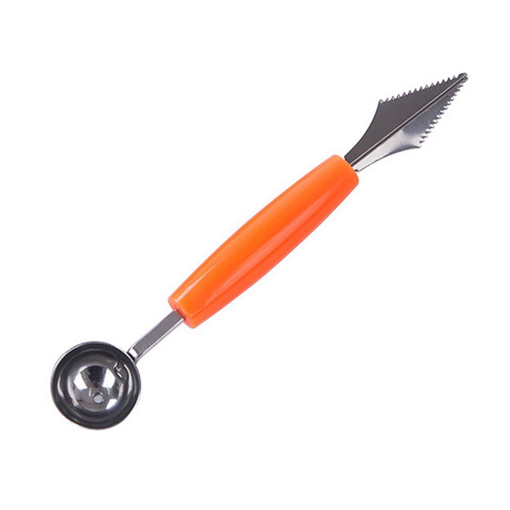 dropship Double Head Stainless Steel Fruit Digging Spoon; Corrugated Carving Knife Watermelon Fruit Platter Tool; Spoon Digger