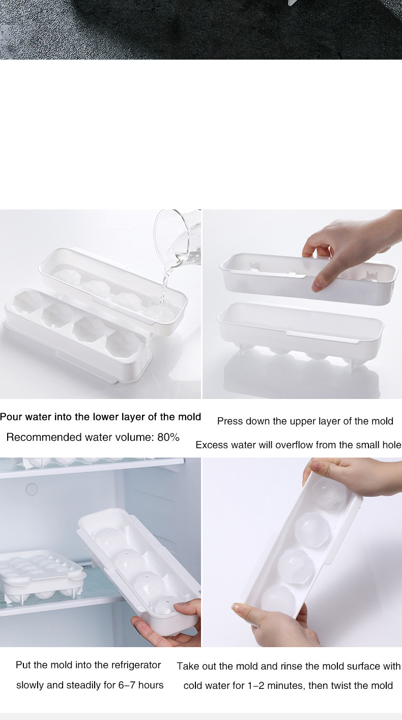 dropship 1pc Homemade Ice Cube Ice Ball Mold Household Ice Tray With Cover Frozen Ice Cube Mold
