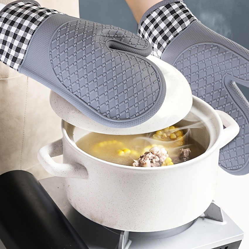 dropship 1pc Silicone Oven Mitts; Heat Insulation Pad; Nordic Style Microwave Oven Gloves; Kitchen Baking Gloves