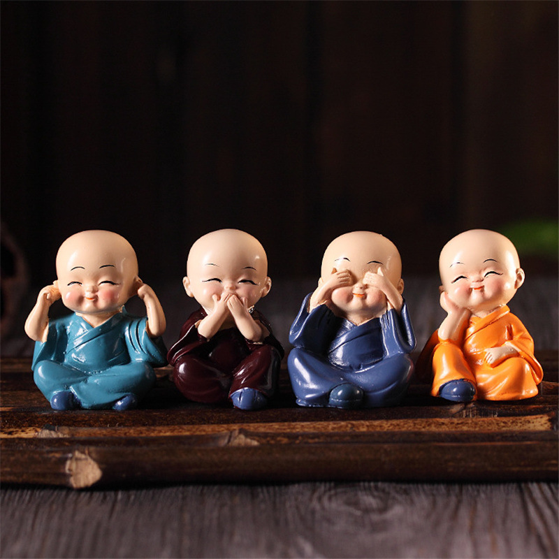 dropship Creative 4 Little Monk Resin Ornaments; Desktop Decoration Crafts