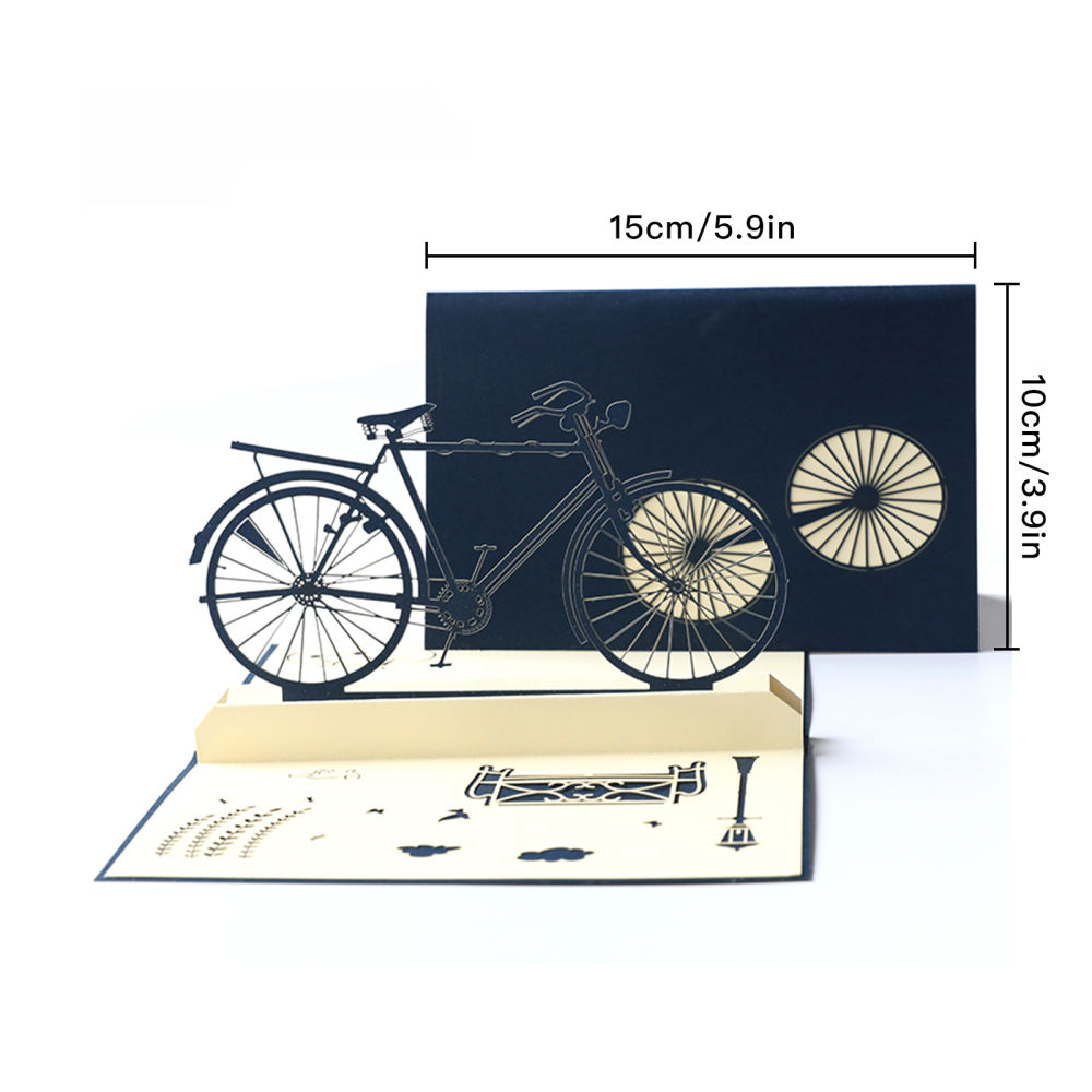 dropship 1pc Creative 3D Birthday Greeting Card; Handmade Hollow Retro Bicycle Blessing Card; Graduation Gift; Birthday Blessing Gift