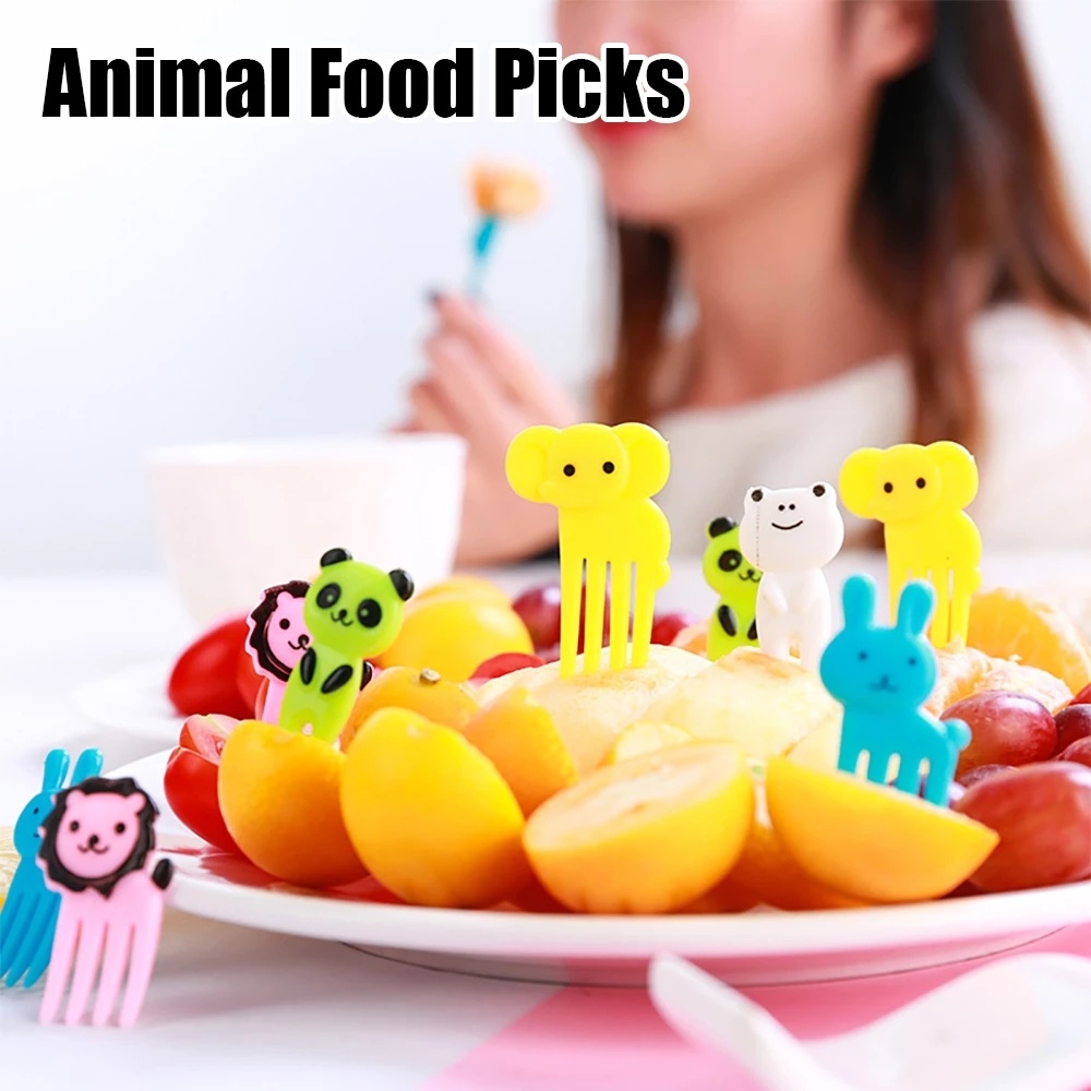 dropship 10PCS Cute Fruit Fork; Reusable Mini Animal Forks; Food; Cakes; Snacks; Fruit Decorations; Suitable For Children