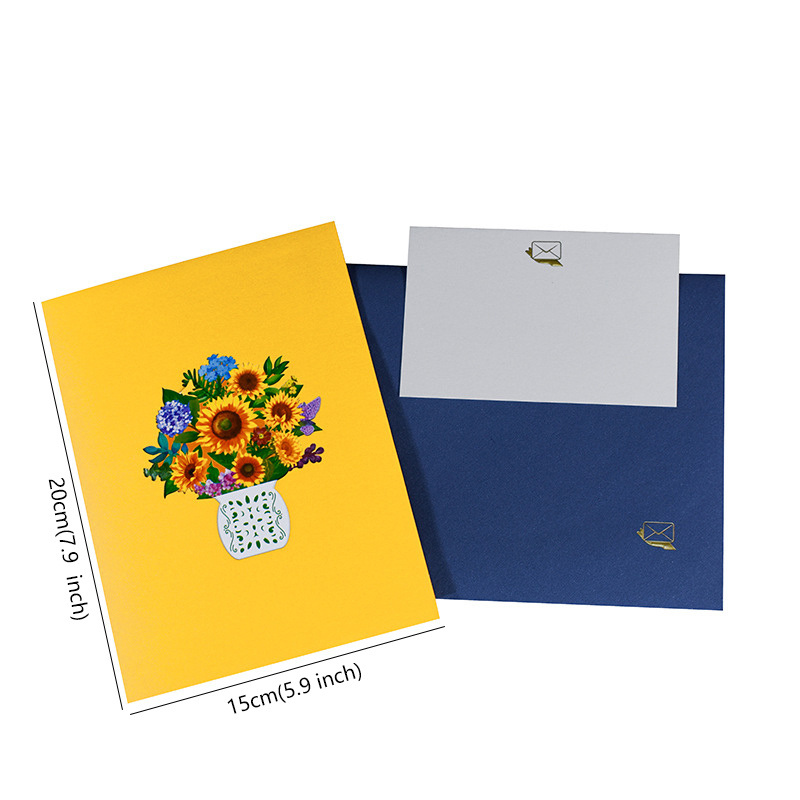 dropship 1pc 3D Pop Up Bouquet Flowers Card Greeting Card Handmade Gift For Mother's Day; Father's Day; Anniversary; Birthday; Valentine's Day; Includes Envelope And Note Tag