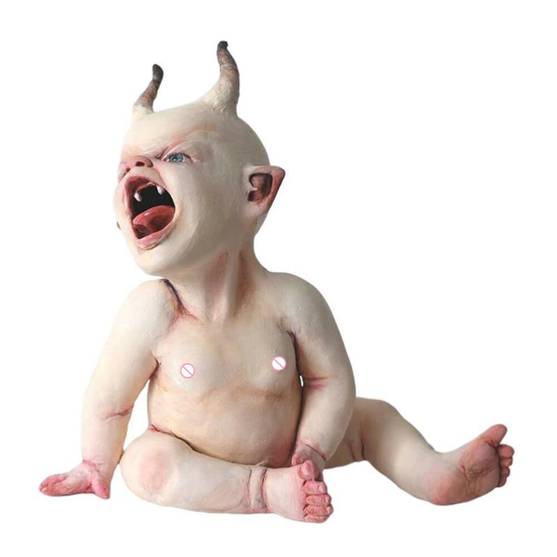dropship Resin Zombie Baby Dolls Scary Baby Resin Figurine Ornament Collection Model Haunted Halloween Decor Props Supplies Desktop Decor