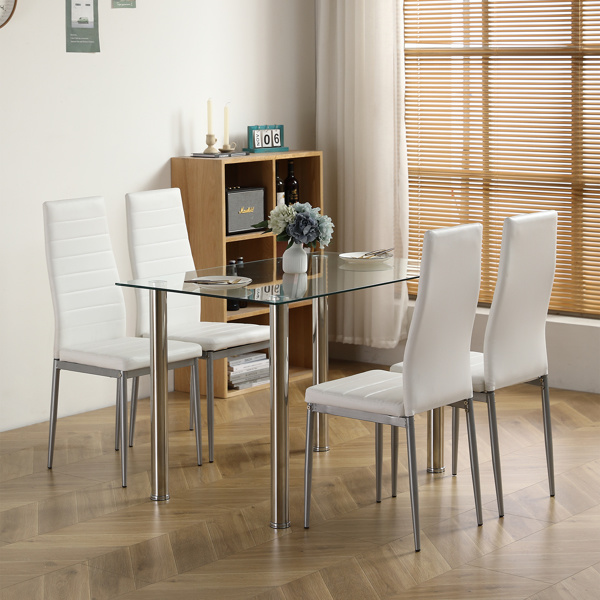 dropship 110CM Clear Color Dining Table Set (This product will be split into two packages) (replace 64512970)
