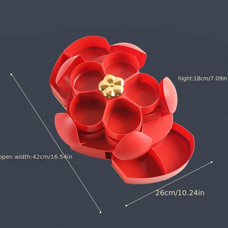 dropship 1pc Heart-shaped Dried Fruit Plate Nut Storage Box Home Living Room Coffee Table Snack Box Fruit Plate Chinese New Year Rotating Candy Box