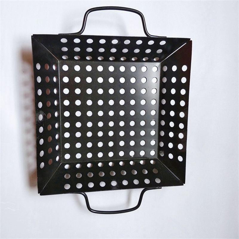 dropship 1pc Square Carbon Steel Barbecue Tray Vegetable Fruit Drain Basket Multifunctional Kitchen Tool