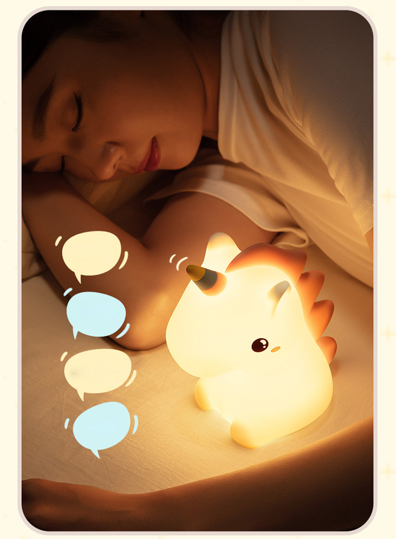 dropship Cute Silicone LED Night Light Unicorn Deer For Kids USB Rechargeable Animal Dinosaur Bedroom Decor Touch Night Lamp For Gifts