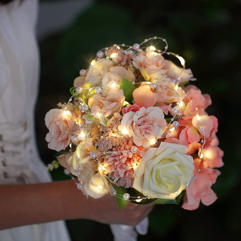 dropship 2/5/10m Pearl Wire Copper String Light Christmas Valentine Wedding Decoration for Home Wedding Party Mariage Garland Decoration