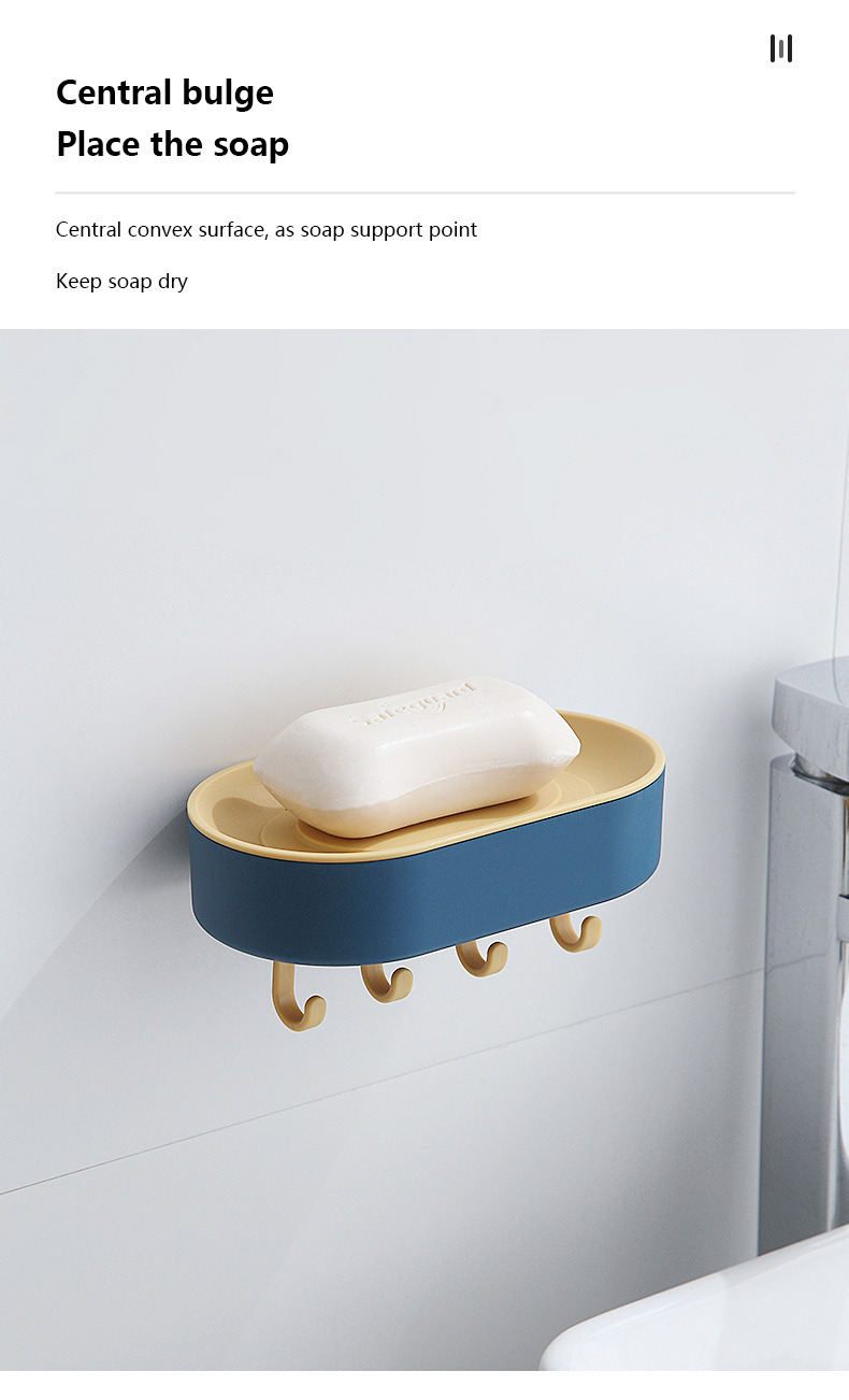dropship Creative Draining Soap Box with Hook Household Double-Layer Punch-free Wall-Mounted Creative Soap Holder Bathroom Soap Holder
