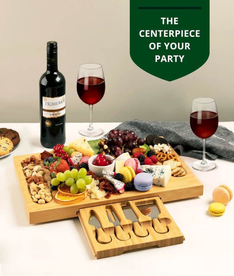dropship Kitchen Natural Bamboo Cutting Board Bamboo Cheese Board Set
