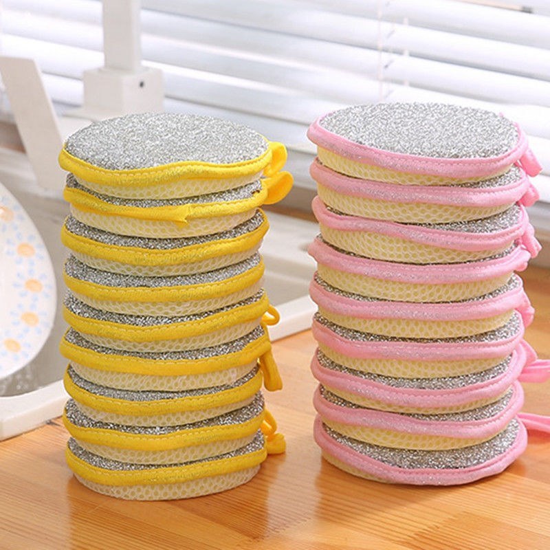 dropship 5/10pcs; Double Side Dishwashing Sponge Pan Pot Dish Wash Sponges Household Cleaning Tools Kitchen Tableware Dish Washing Brush
