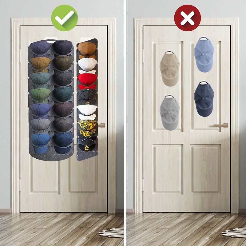 dropship Hanging Hat Organizers For Baseball Cap Felt Storage Holders For Bedroom Closet Space Saving Wall Door Felt Storage Rack