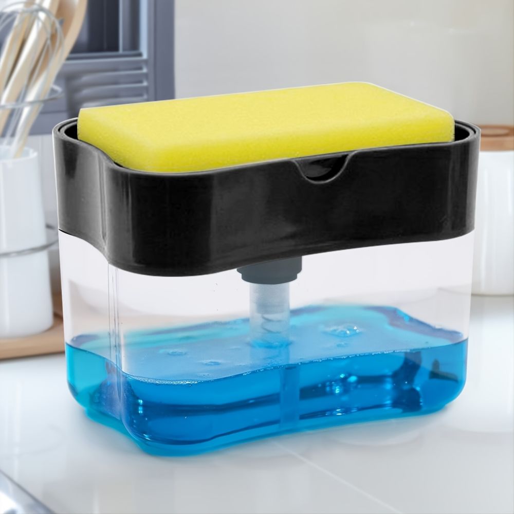 dropship 1pc Dish Soap Dispenser And Sponge Holder; Metallic Silvery For Kitchen Sink; No Sponge; 4.5in*2.5in*0.7in; 0.37lb