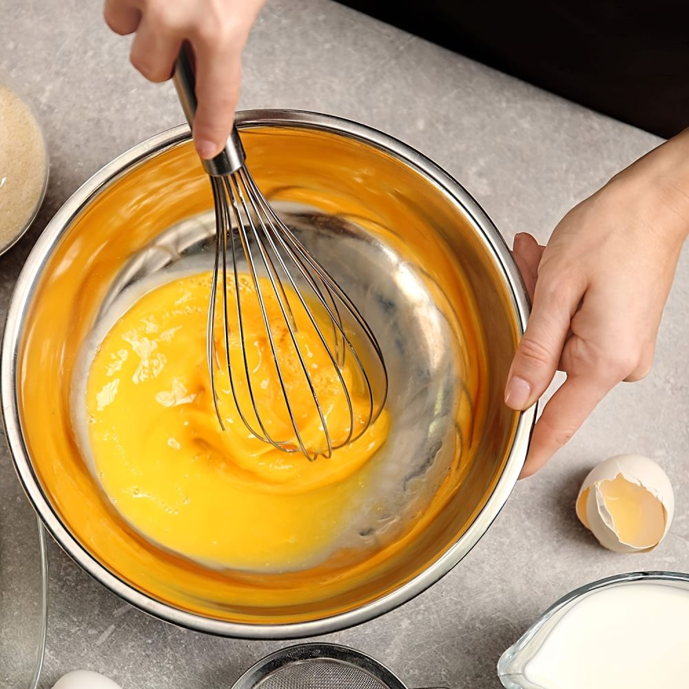 dropship 1pc Stainless Steel Whisk; Cooking Mixer; Whisk For Blending; Beating And Stirring; Enhanced Version Balloon Wire Whisk; Kitchen Gadget; 8in/10in/12in