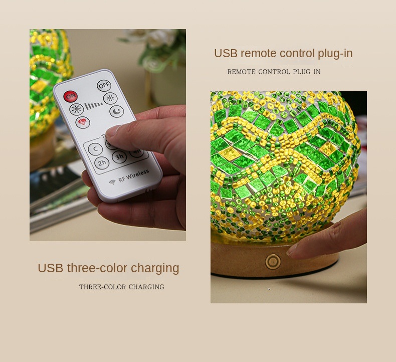 dropship 3 Color Changing Night Light RGB Remote Control Dimmable Lamp Portable Table Bedside Lamps USB Rechargeable Night Lamp