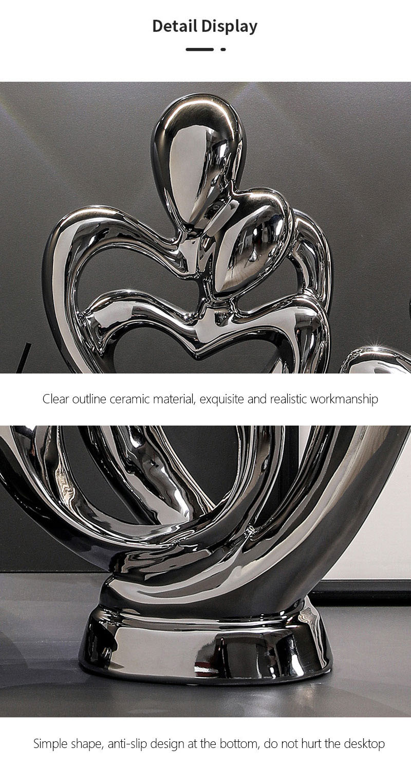 dropship NORTHEUINS Ceramic Abstract Couple Statue European Figure Lover Figurines for Anniversary Collection Home Living Room Decoration