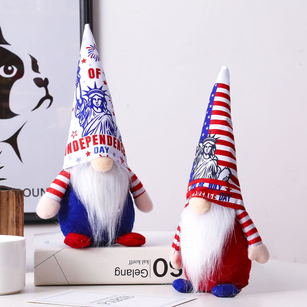 dropship Independence Day Liberty Rudolph Doll Fan Flag American National Day Goddess Statue Hat Faceless Doll Outdoor Festive Decoration