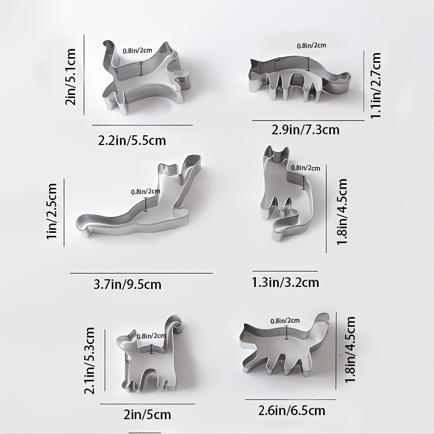 dropship Set Of 6, Stainless Steel Animal Cookie Cutters, Kitten Moulds, Baking Cute DIY Cartoon Cookie Moulds Set