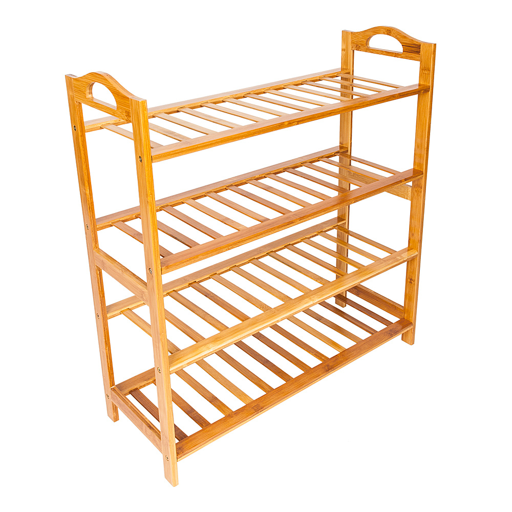 dropship Bamboo Shoe Rack 4-Tier Entryway Shoe Shelf Storage Organizer for Home & Office Easy to Assemble Wood Color