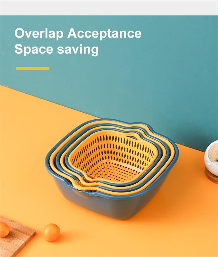dropship Small Kitchen Double Drain Basket Bowl Washing Storage Basket Strainers Bowls Drainer Vegetable Cleaning Tool