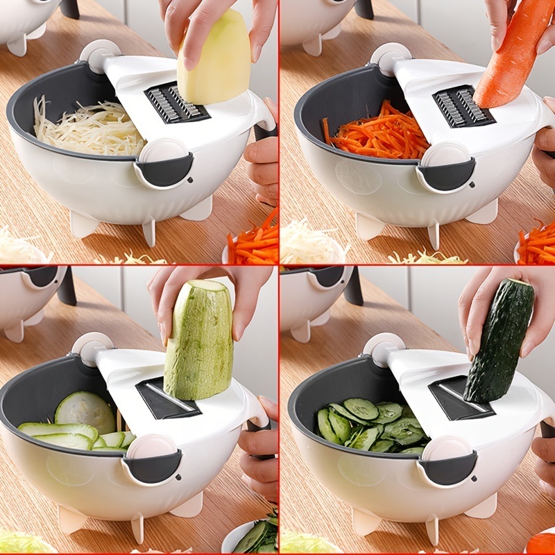 dropship 1Set Cutting And Draining Basket; Multifunctional Vegetable Cutting Artifact; Household Potato Shredded Slices Tools; Kitchen Vegetable Cutting And Draining Basket
