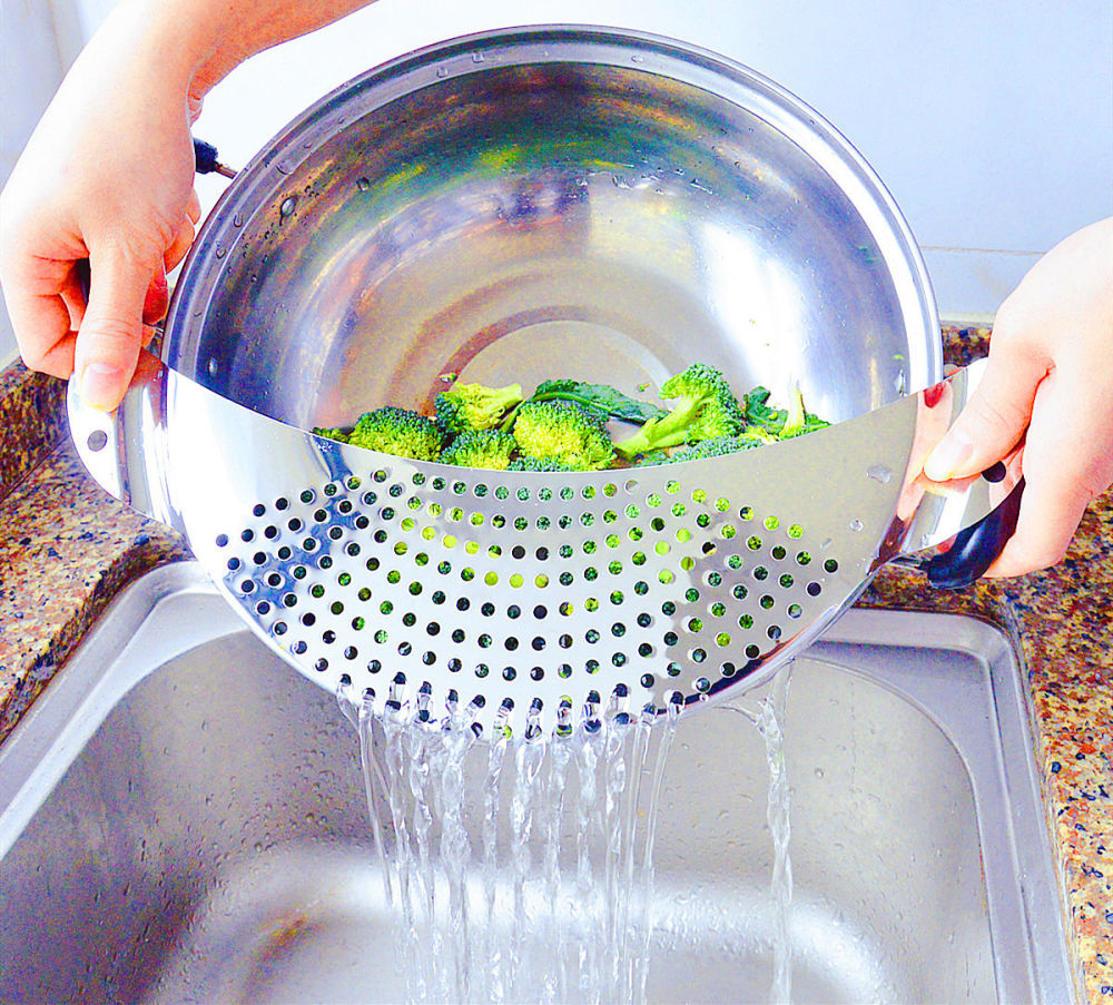 dropship 1pc Strainer Drain Leakproof Washing Rice Baffle Sieve Vegetable Fruit