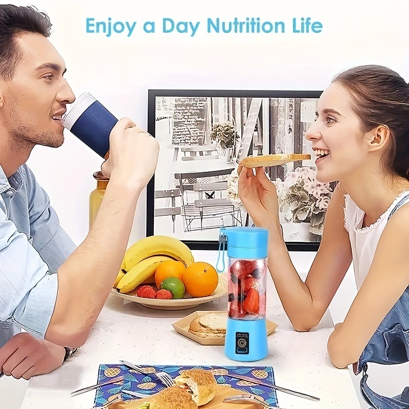 dropship 1pc Portable 6 Blades In 3D Juicer Cup, Updated Version Rechargeable Juice Blender Secure Switch Electric Fruit Mixer For Superb Mixing, USB Rechargeable