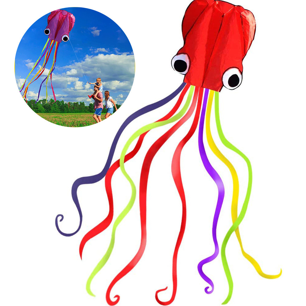 dropship 1pc Large Soft Octopus Easy Flyer Kite With 328ft Rope, 31*157 Inches Kite For For Kids Children Adult Beach Park