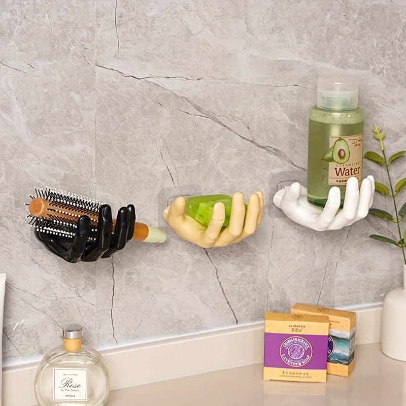 dropship 1pc Hand-shaped Wall Hook; Strong Punch-free Traceless Hook; Household Wall Mounted Key Mask Storage Hook; Bathroom Storage Rack