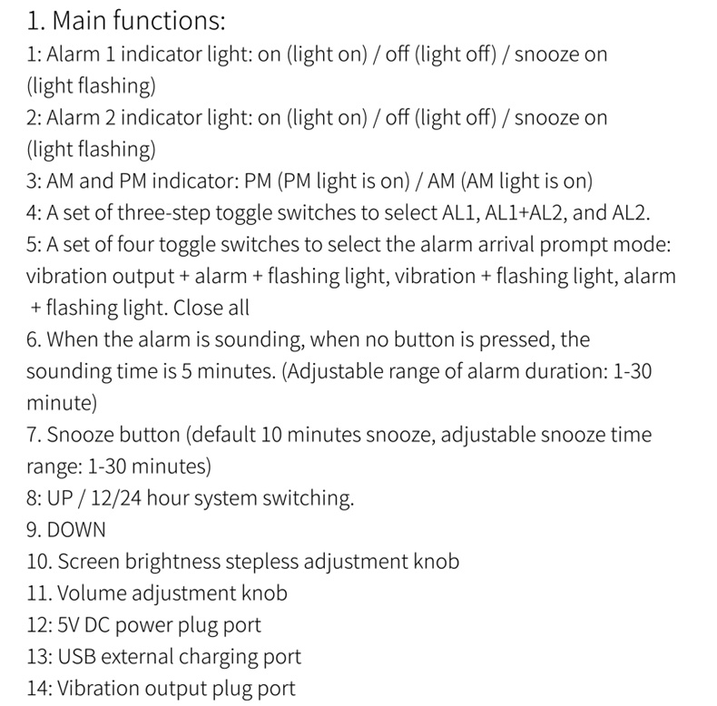 dropship LED Vibrating Loud Alarm Clock Strong Bed Vibration Shaker for Heavy Sleepers Deaf Senior Kids Display Dimmer Snooze USB Charger