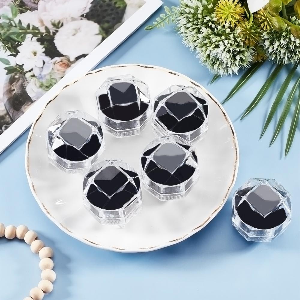 dropship 40pcs Black Clear Plastic Ring Boxes Crystal Earrings Jewelry Storage Boxes Display Organizer Case With Foam Insert